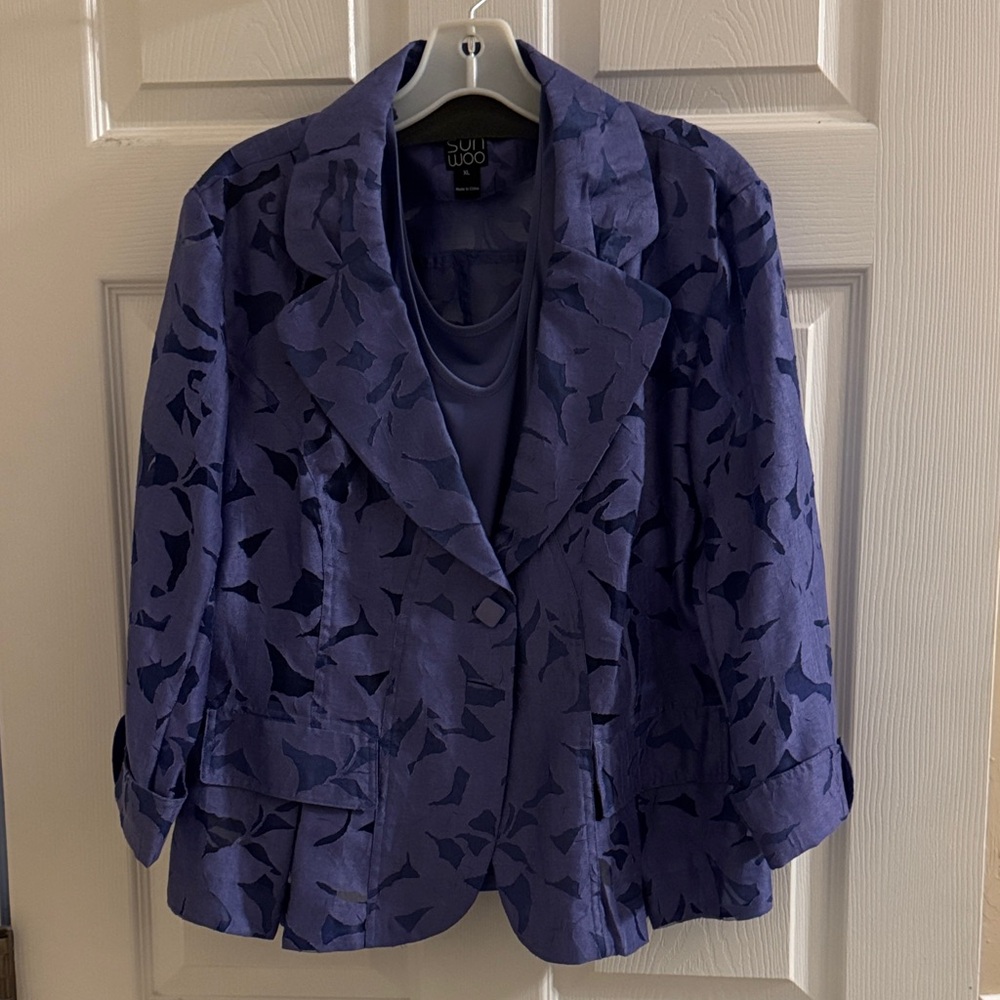 Clara Sun Woo Purple Patterned Blazer